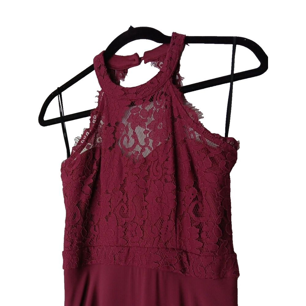 Lulu's Dance All Evening Burgundy Lace Maxi Dress Gown Size XSmall - Picture 4 of 13